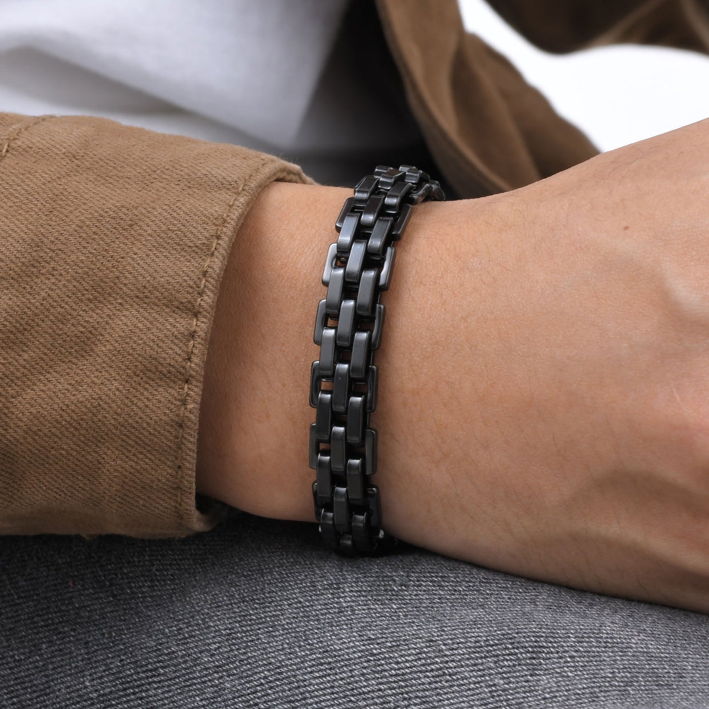 Fashion Simple Men's Wide Surface Stainless Steel Bracelet