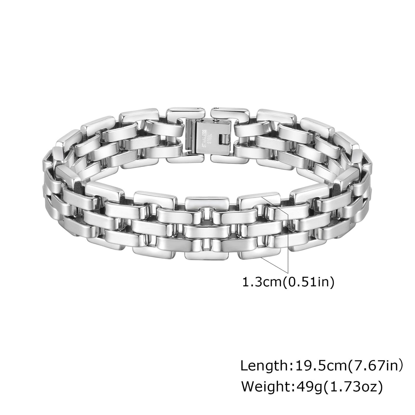 Fashion Simple Men's Wide Surface Stainless Steel Bracelet