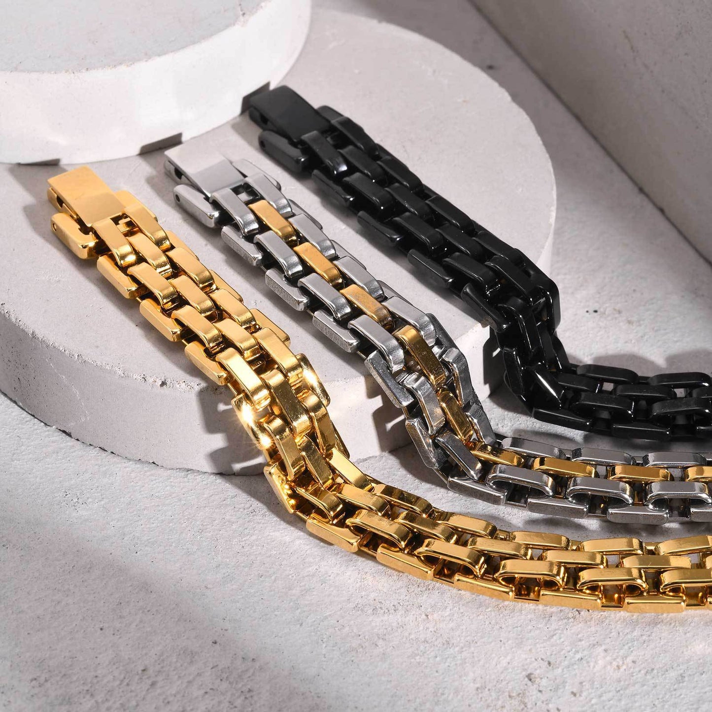 Fashion Simple Men's Wide Surface Stainless Steel Bracelet