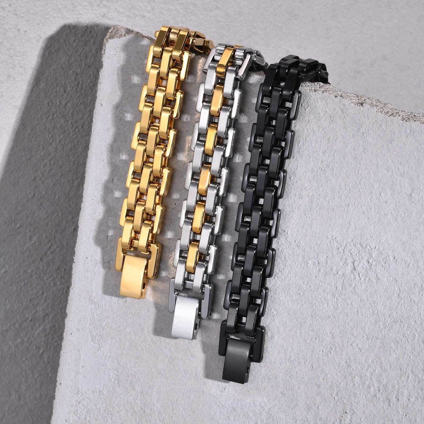 Fashion Simple Men's Wide Surface Stainless Steel Bracelet