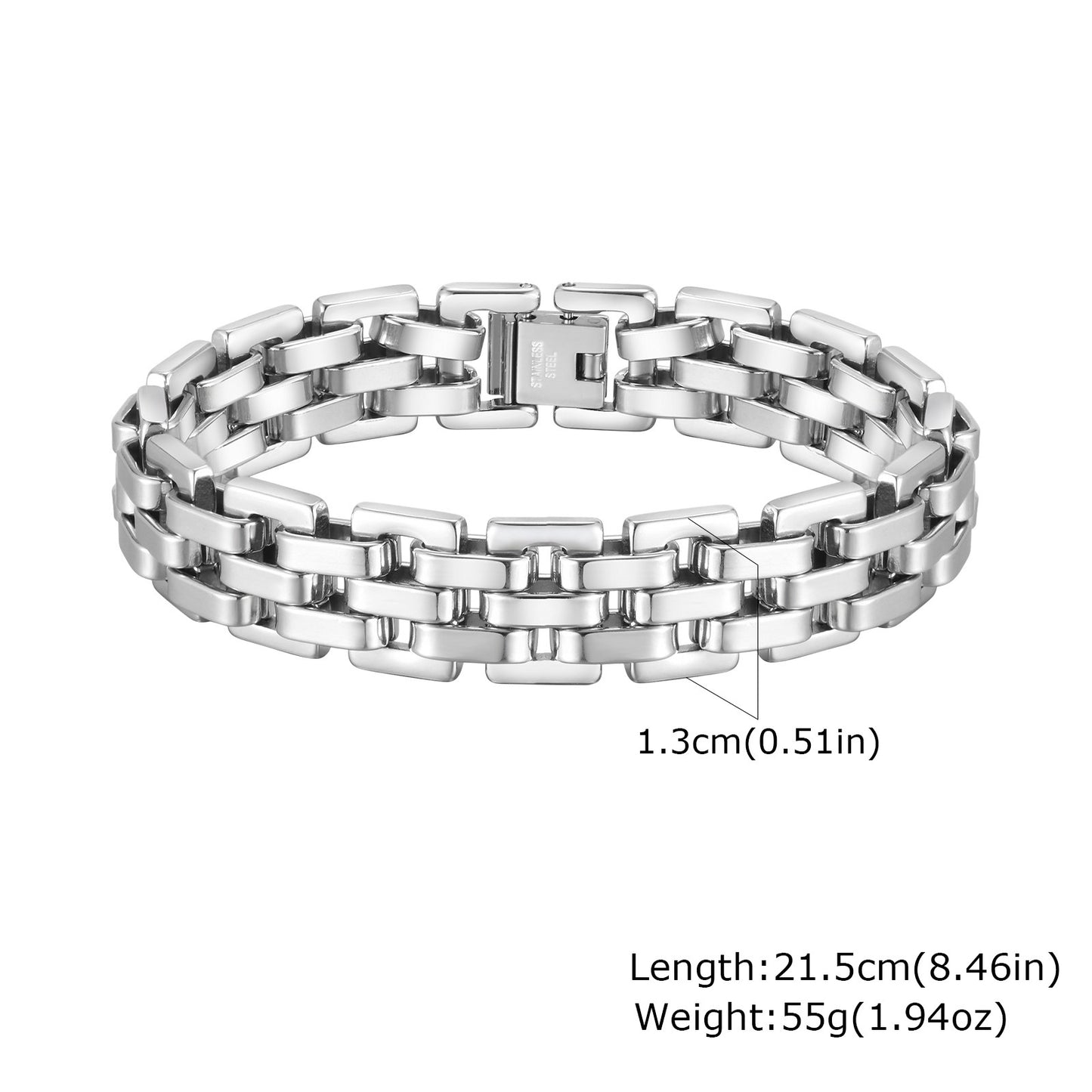 Fashion Simple Men's Wide Surface Stainless Steel Bracelet