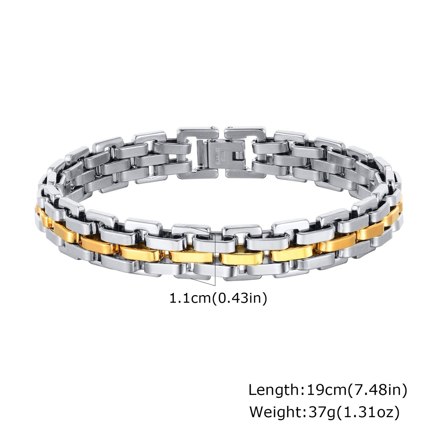 Fashion Simple Men's Wide Surface Stainless Steel Bracelet