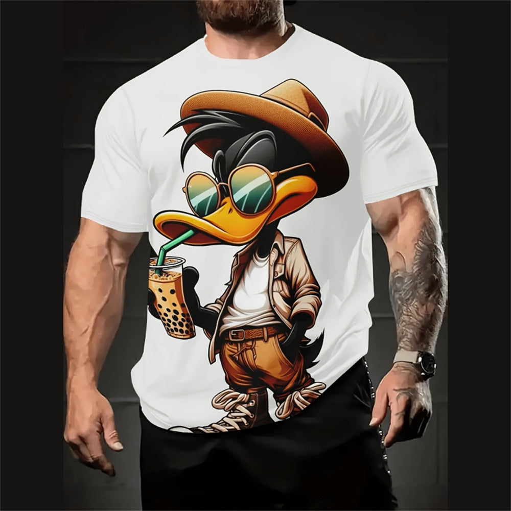 Men's Casual Loose Cartoon 3d Printed Short Sleeve